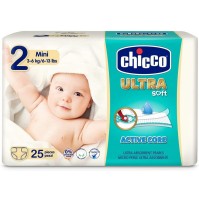 Chicco Pannolini Ultra Soft 2 Mini 3-6 kg, 25 Pezzi - 10 ml